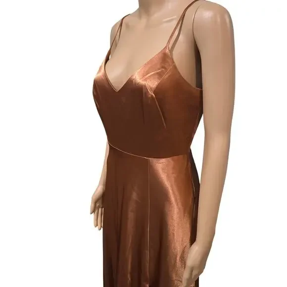 Birdy Grey Copper Satin Formal Dress Size Small - Picture 3 of 7